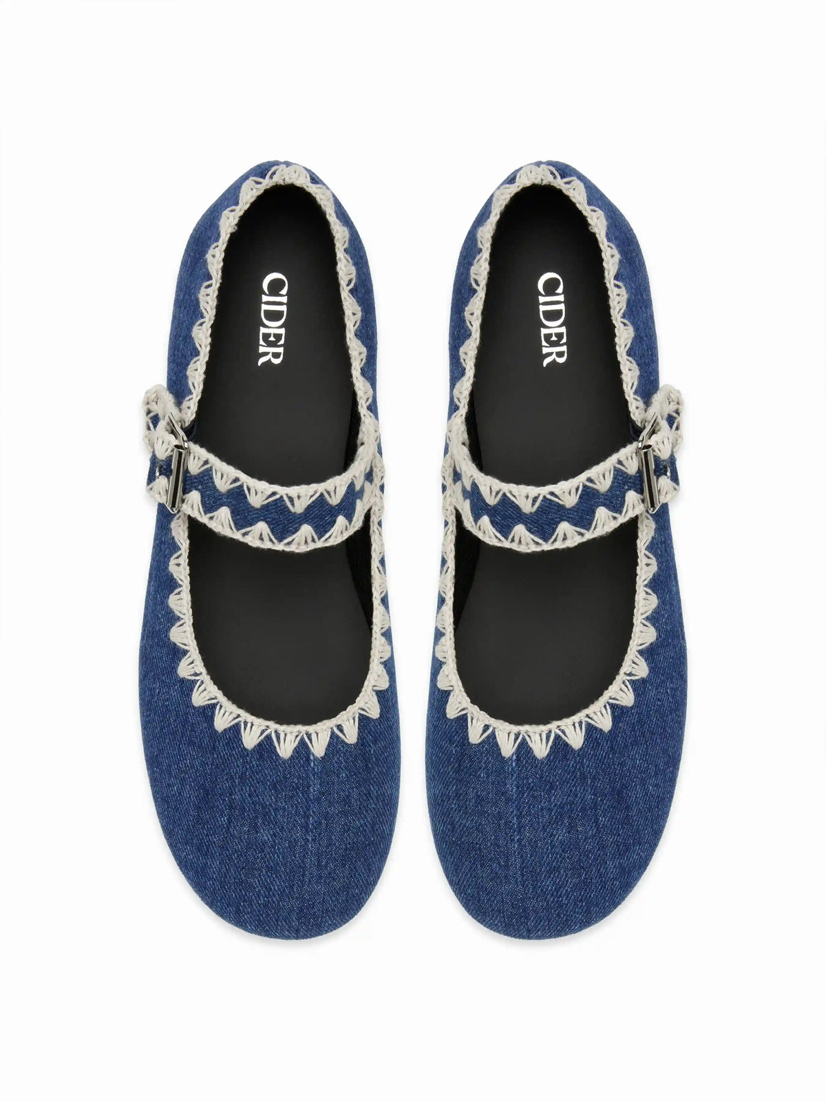 EMBROIDERED MARY JANE FLATS