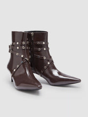 BUCKLE POINTED TOE STILETTO ANKLE BOOTS