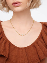 18K GOLD PLATED STAINLESS STEEL HEART SHAPED RHINESTONE NECKLACE