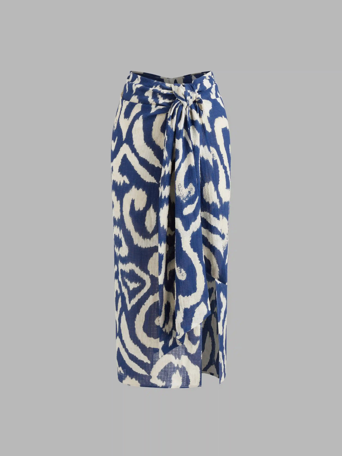 Mid Rise Abstract Knotted Split Maxi Skirt