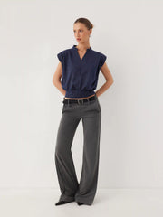 Jersey Striped V-Neck Sleeveless Top