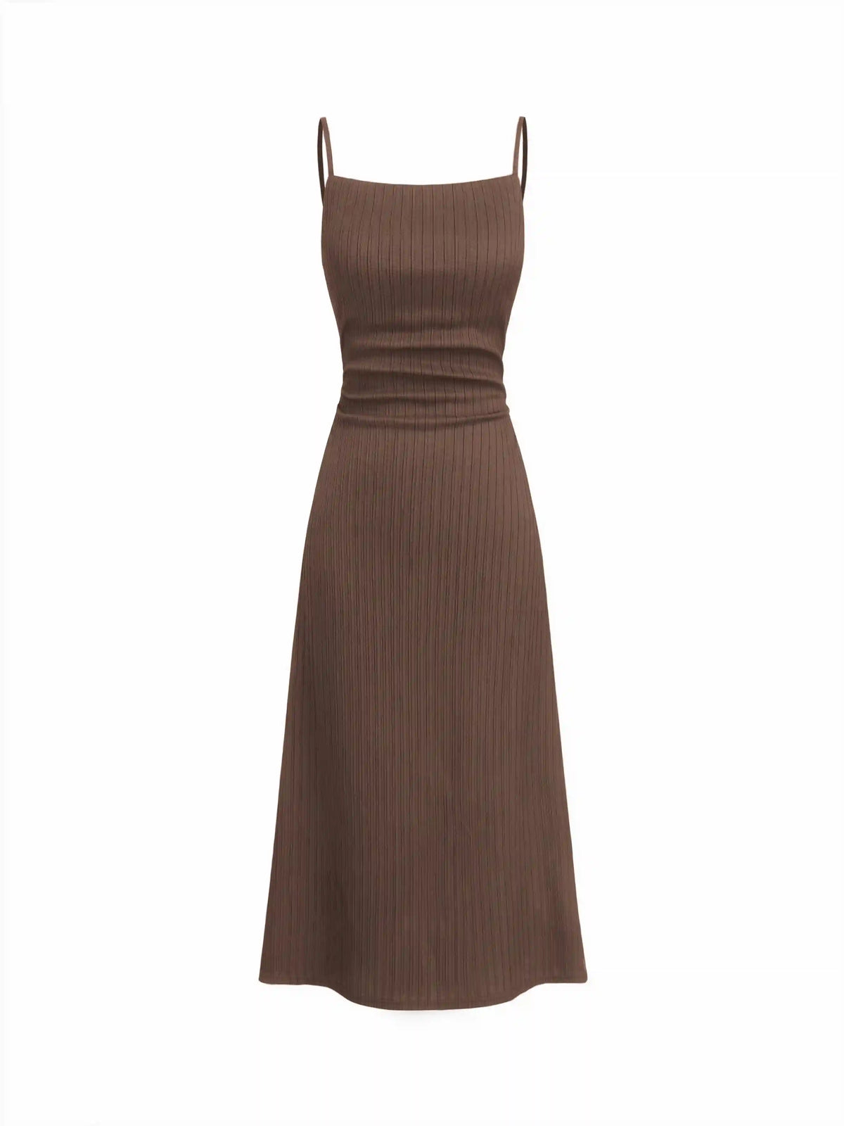 Square Neck Ruched Midi Slip Dress