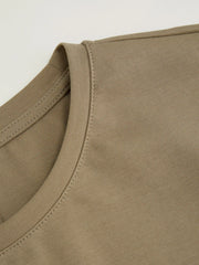 Cotton-blend Round Neckline Tie Side Ruched Top