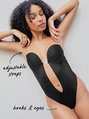 Light Compression Deep V Seamless Backless Shapewear Bodysuit