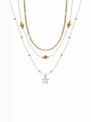 STARFISH & SHELL BEADED LAYERED NECKLACE