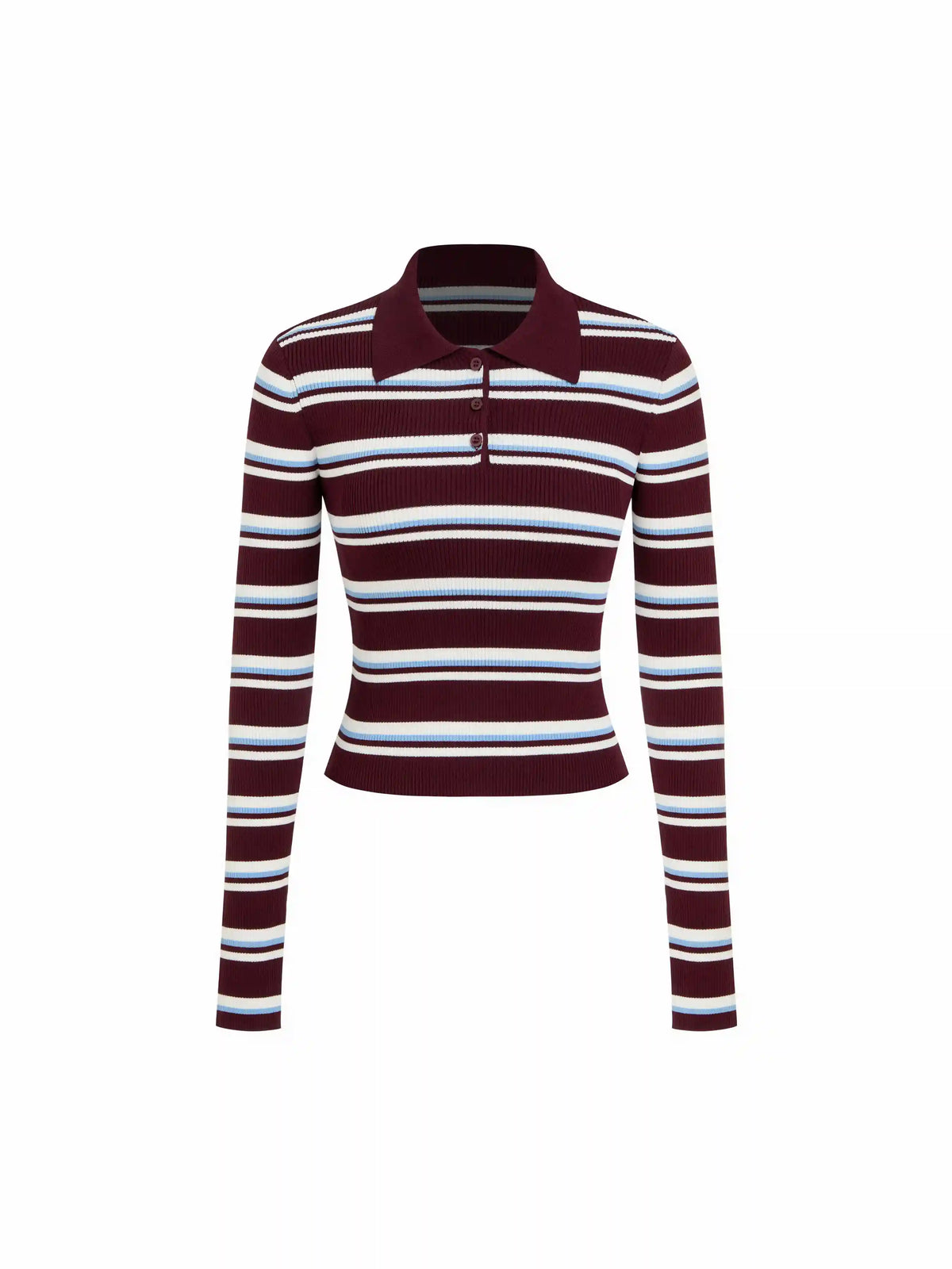 Knit Collar Striped Top