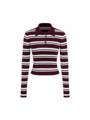 Knit Collar Striped Top