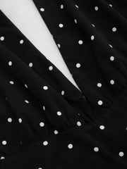 Cotton-blend Halter Cowl Neck Polka Dot Ruched Top