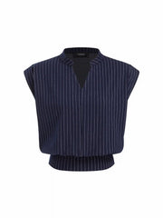 Jersey Striped V-Neck Sleeveless Top