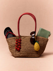 TWO-TONE STRAW TOTE BAG