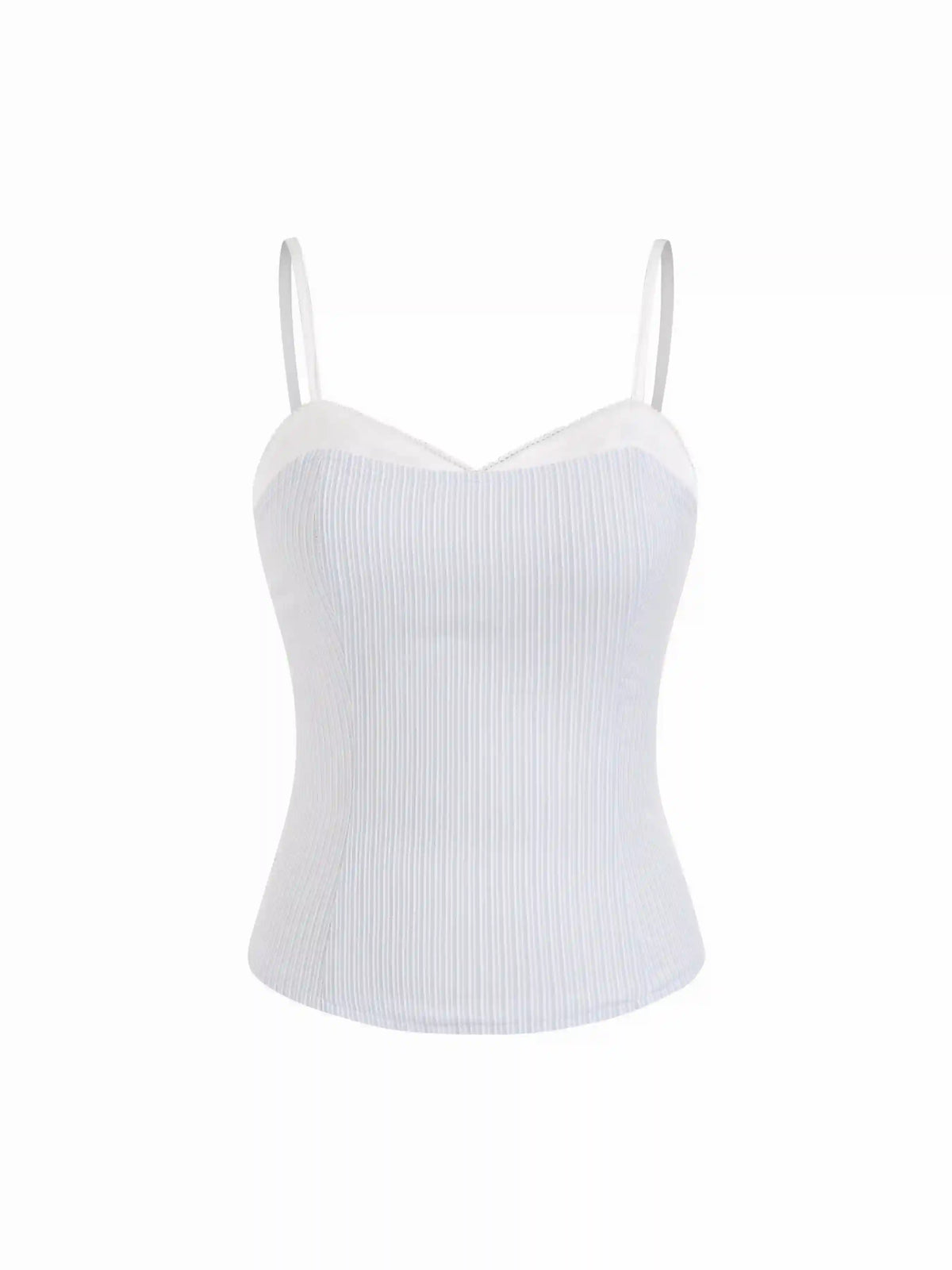Cotton-blend Striped Sweetheart Neck Cami Top