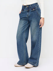 Denim High Rise Straight Leg Jeans