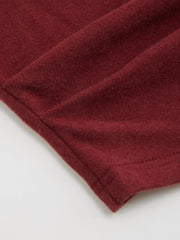 Thermal Cotton-blend Boat Neck Solid Ruched Long Sleeve Tee
