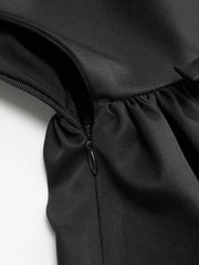 Sculptural Square Neck Bowknot Ruched Mid Rise Flared Midi Dress