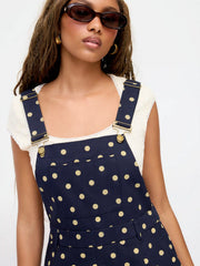 Cotton-blend Polka Dot Buckle Up Romper