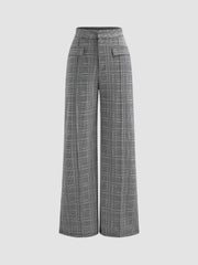 Mid Rise Check Pocket Straight Leg Trousers