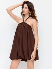 Halter Neckline Mid Rise Mini Bubble Dress