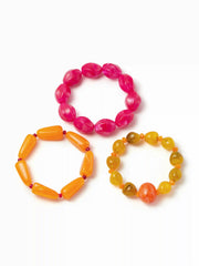 3PCS RESIN BEADED BRACELET