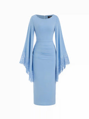 Ruched Fringe Sleeve Maxi Dress