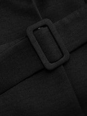 V-neck Solid Buckle Long Sleeve Cropped Blazer With Belt