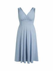 High Stretch V-neck Knotted A-line Maxi Dress Curve & Plus