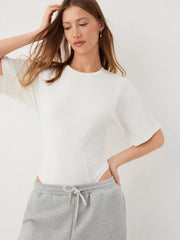 Slim Fit Round Neck Short Sleeve Bodysuit