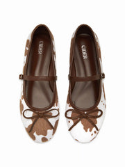 COWHIDE PRINT BOWKNOT DECOR  MARY JANES