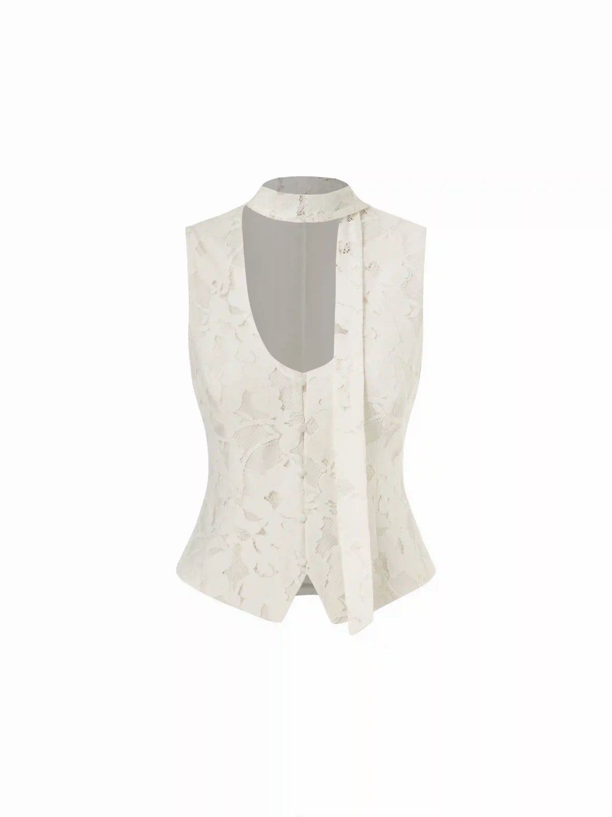Lace U-Neckline Floral Button Blazer Vest