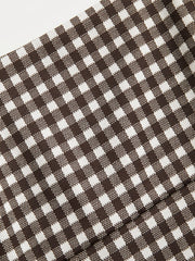 Cotton-blend Square Neck Bowknot Gingham A-line Mini Dress