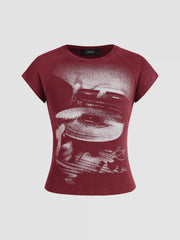 Jersey Round Neckline Graphic Short Sleeve Tee
