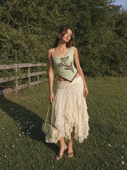 Floral Graphic Asymmetrical Neck Beaded Top