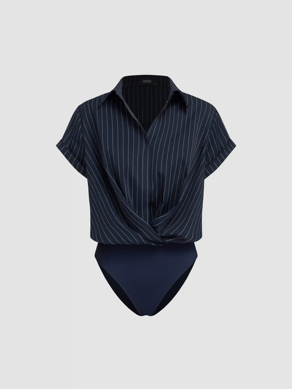 Collar Twist Oversized Shirt Bodysuit