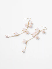 Flower Design Faux Pearl Drop Earrings