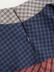 Cotton-blend Low Rise Plaid Ruffled Tiered Mini Skirt