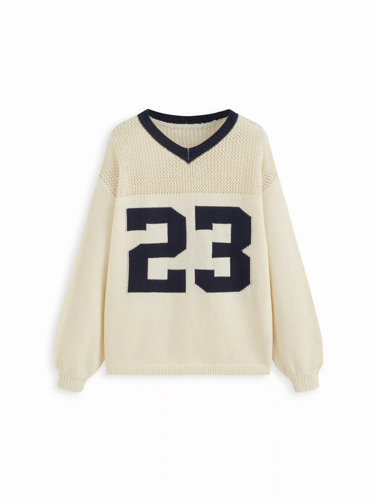 Knit V-neck 23 Hollow Out Long Sleeve Top