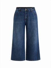 Cider Denim Mid Rise Washed Straight Leg Jeans Curve & Plus