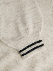 Wool-blend Collar Striped Trim Oversized Sweater
