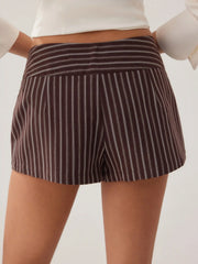 Mid Rise Stripe Wrap Shorts