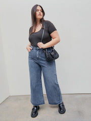 Denim Solid Pocket Baggy Jeans Curve & Plus