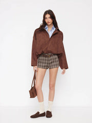 Plaid Low Rise Micro Shorts