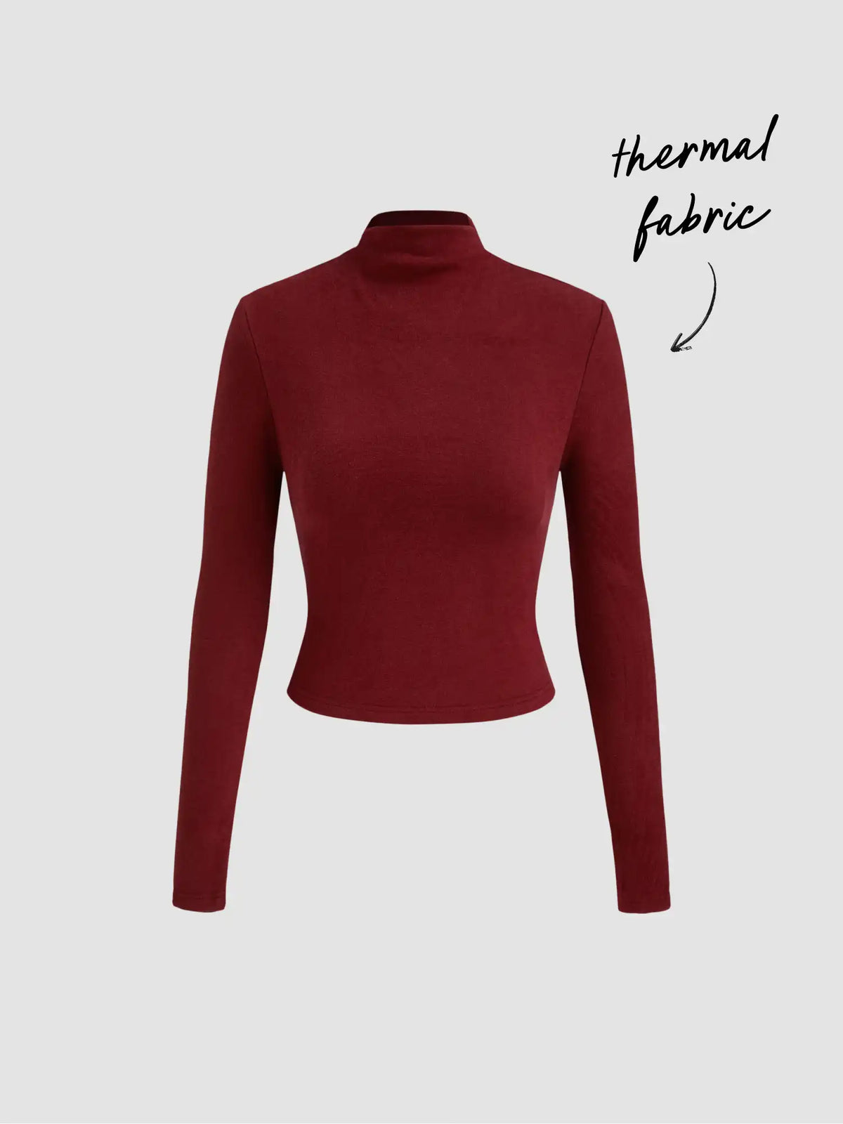 Thermal Cotton-blend Stand Collar Solid Long Sleeve Tee