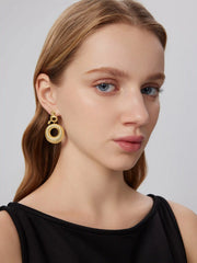 18k Gold Plated Snake Shaped Drop Hoop Earrings