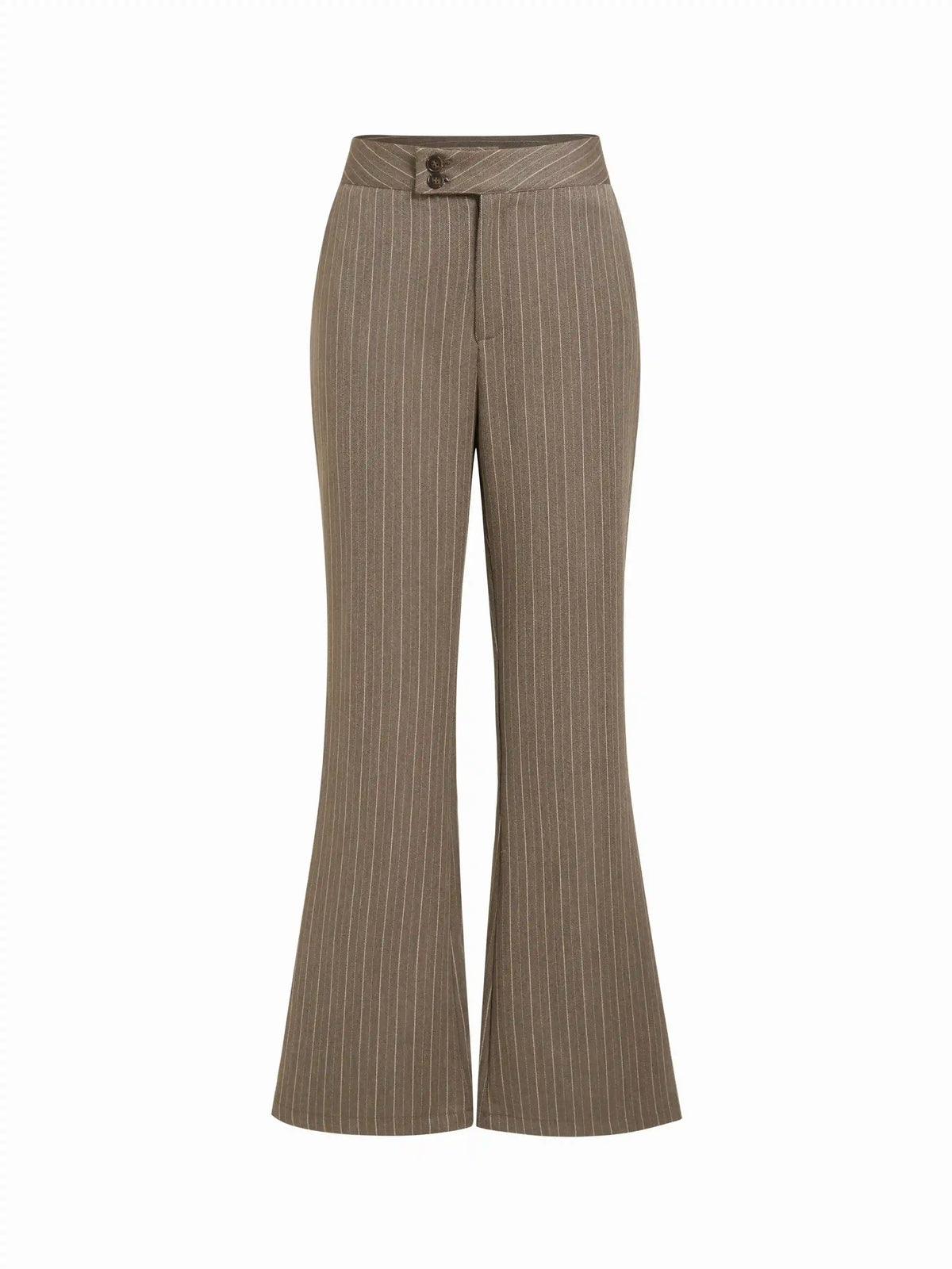 Striped Low Rise Flared Trousers