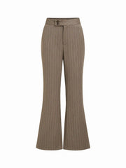 Striped Low Rise Flared Trousers