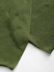 High Neck Solid Knitted Long Sleeve Crop Sweater