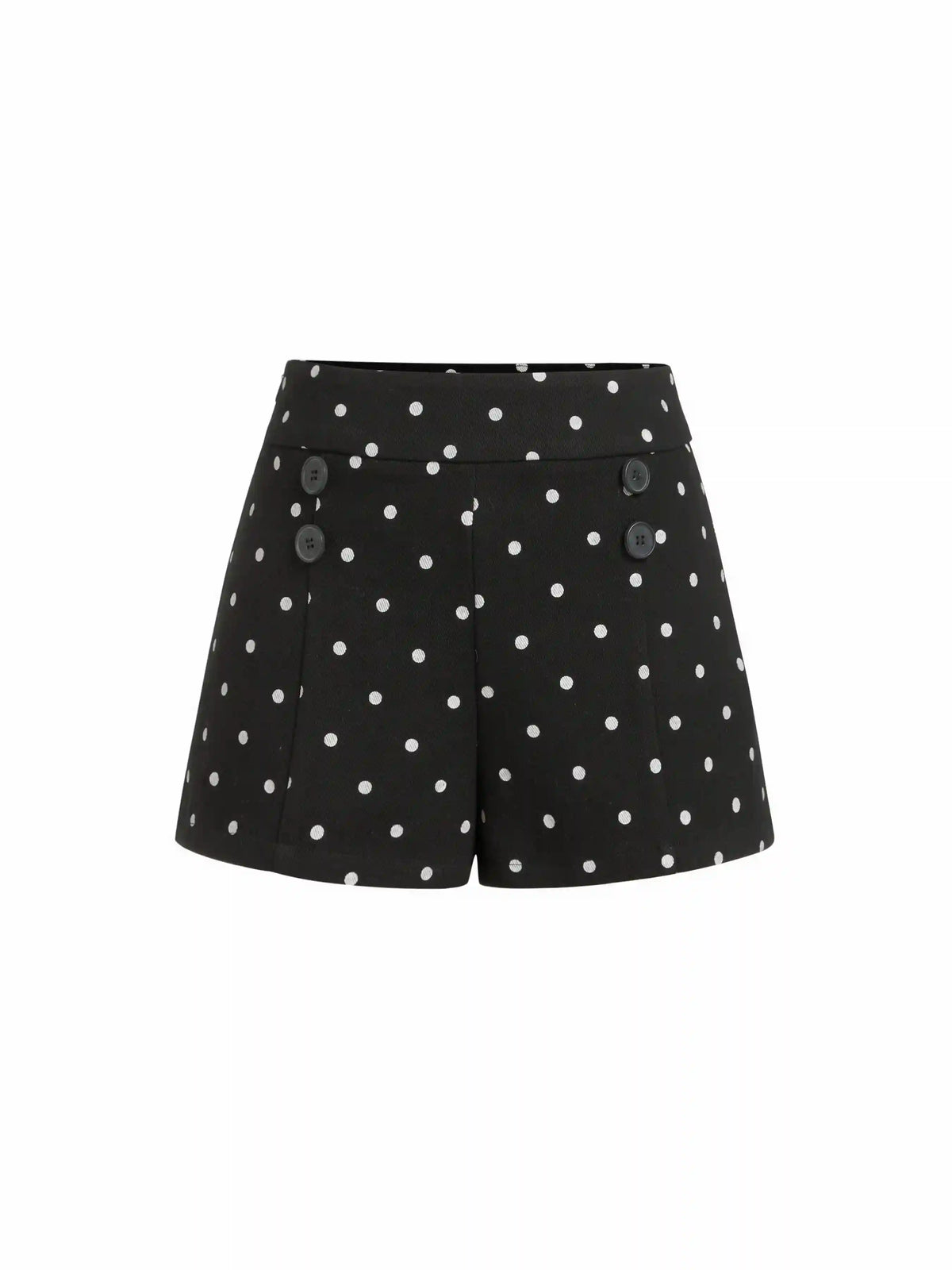 Cotton-blend Mid Rise Polka Dot Button Front Micro Shorts