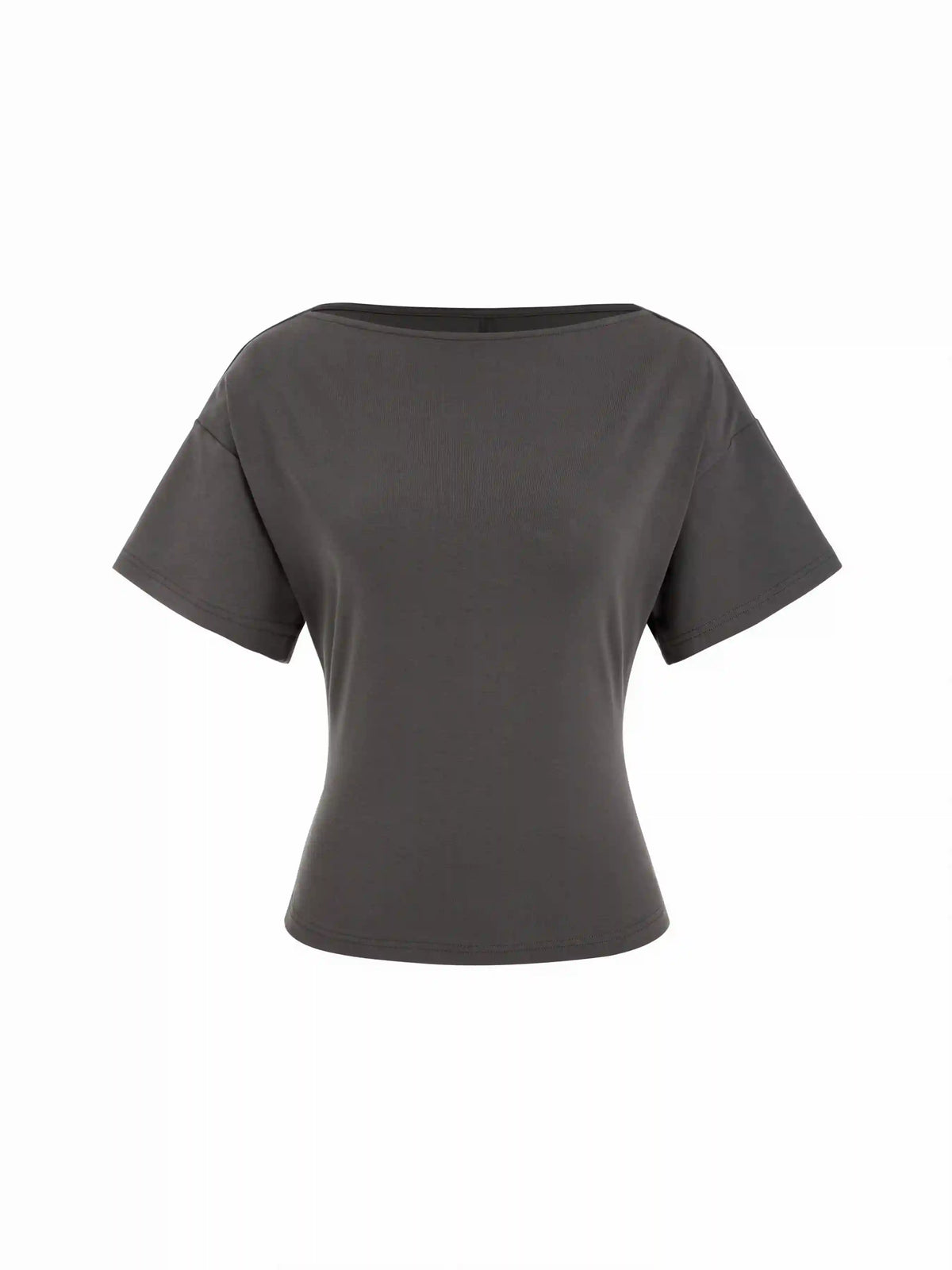 Cotton-blend Boat Neck Short Sleeve Tee