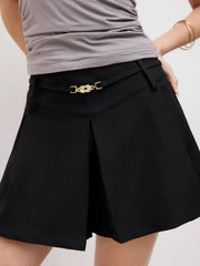 Belted High Rise Pleated Shorts