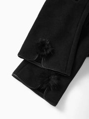 POM POM DECOR FLEECE-LINE GLOVES