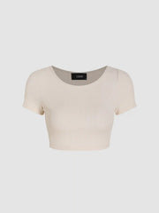 Knitted Short Sleeve Crop Top & Wide Leg Trousers Set